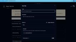 New Task — checklist, suggested objective, and live priority score