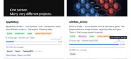 Sparkline hover — commits per week, tooltip kept inside the card